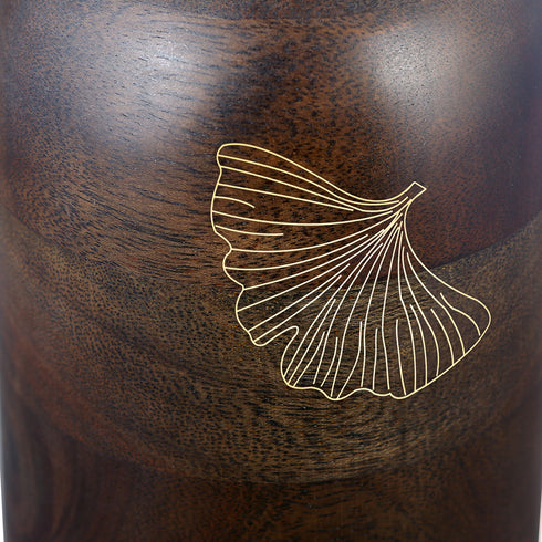 Wooden Vase with Brass Detailing